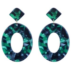 *BERGEN* Green x Blue Acrylic Fashion Earrings